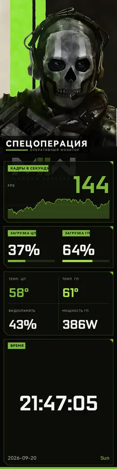 Тема COD Vertical Combat на панели TURZX