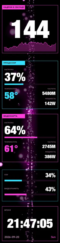Тема Video Neon Game на панели TURZX